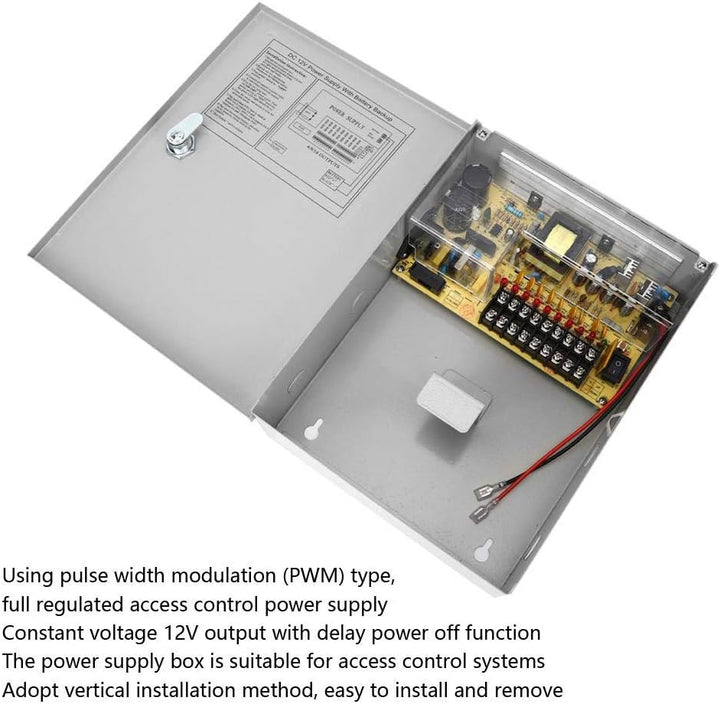 12V 10A Zugangskontroll-Netzteilbox, USV PWM-Backup-Batteriebox mit verzögerter Ausschaltfunktion, N