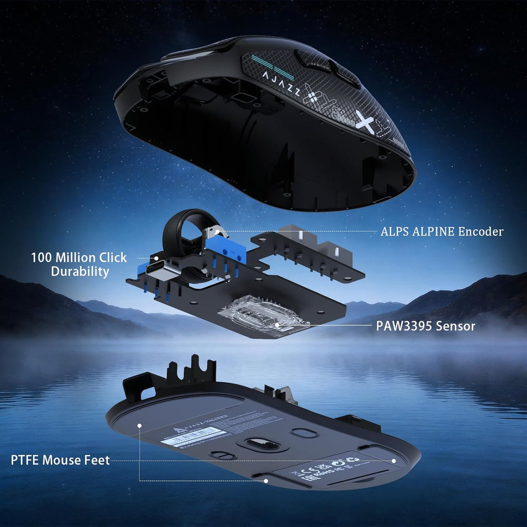 Free wolf X AJAZZ AJ159 V2 Kabellose Gaming-Maus, Hot-Swap-Akku, 3-Mode (2,4G/BT/Kabelgebunden), PAW