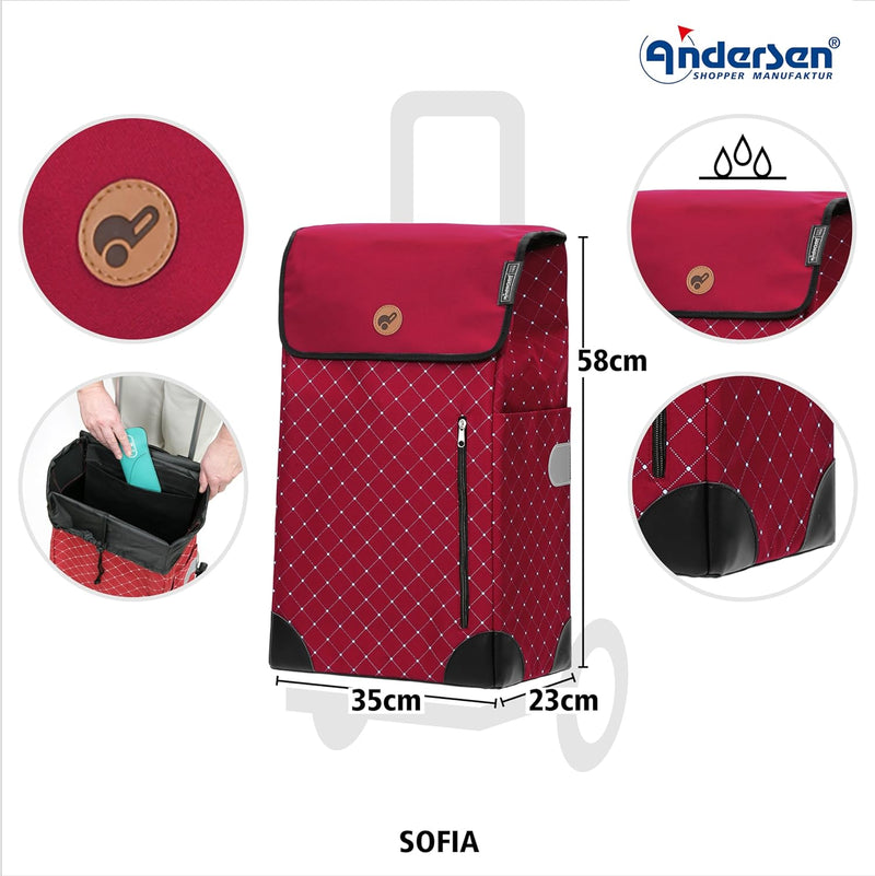 ANDERSEN Einkaufstrolley - Alu Star Shopper Sofia rot 43 L einkaufen, gross, Aluminium, höhenverstel