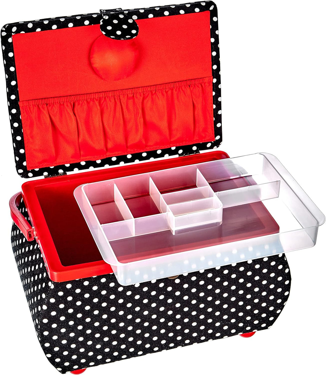 Prym Polka Dots schwarz/weiss L Nähkorb, Baumwolle, L