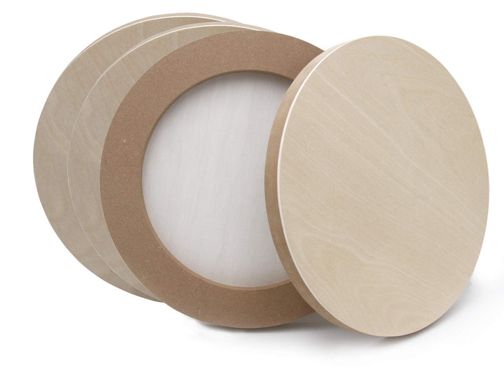 Runder Malgrund aus Holz, unbehandelt, 30-75cm, im 2er oder 4er Set, Ulmer Holzmalgrund, Bildträger