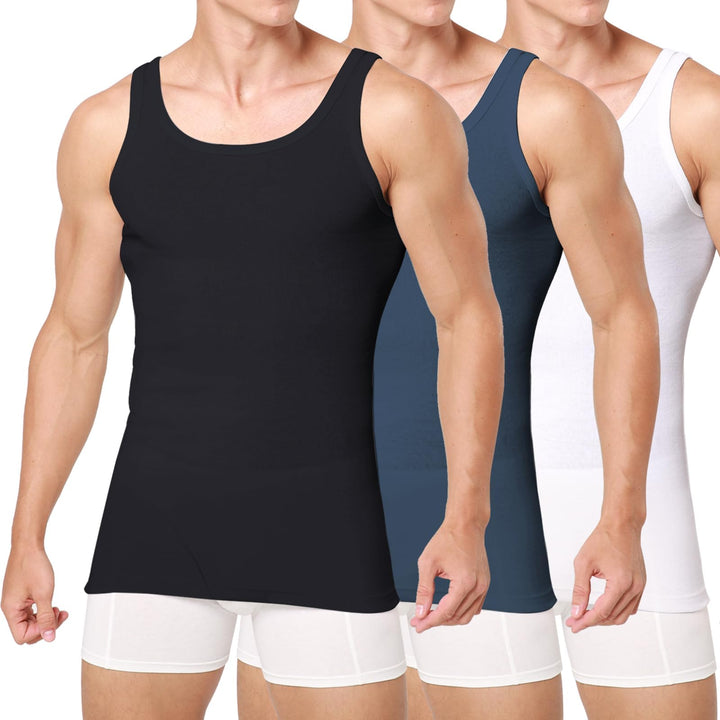 Unterhemd Herren 3/5er Pack Tank Top Baumwolle Männer Schwarz Weiss Mehrfarbig M 1 Schwarz + 1 Weiss