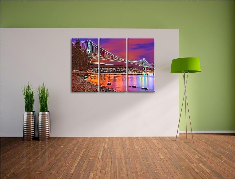 Lions Gate Bridge in Vancouver bei Nacht Spezial 3-Teiler Leinwandbild 120x80 Bild auf Leinwand, XXL