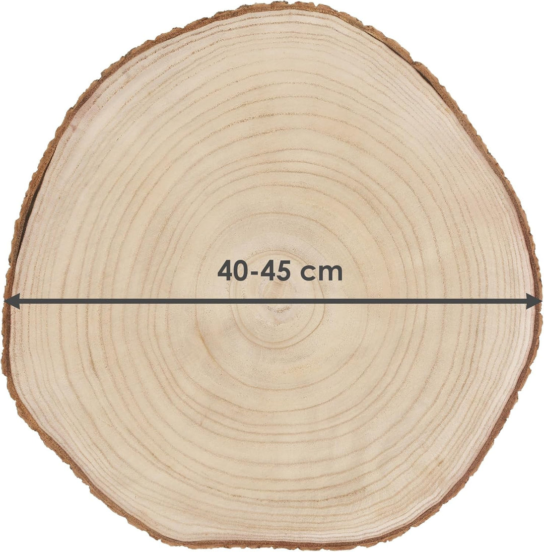 Echtholz Baumscheibe natur - 40 bis 45 cm - Holz Scheibe zum Dekorieren Basteln Bemalen Brandmalen -