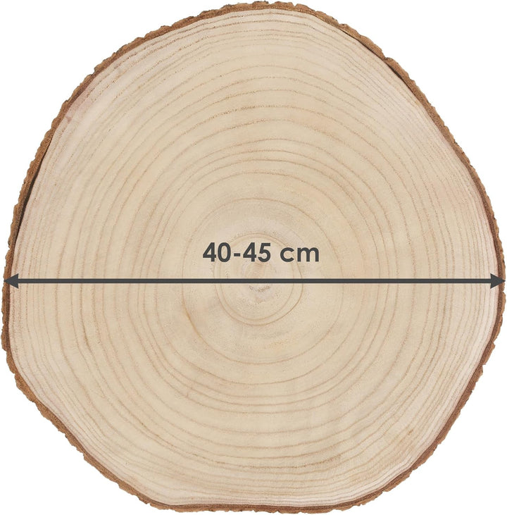 Echtholz Baumscheibe natur - 40 bis 45 cm - Holz Scheibe zum Dekorieren Basteln Bemalen Brandmalen -