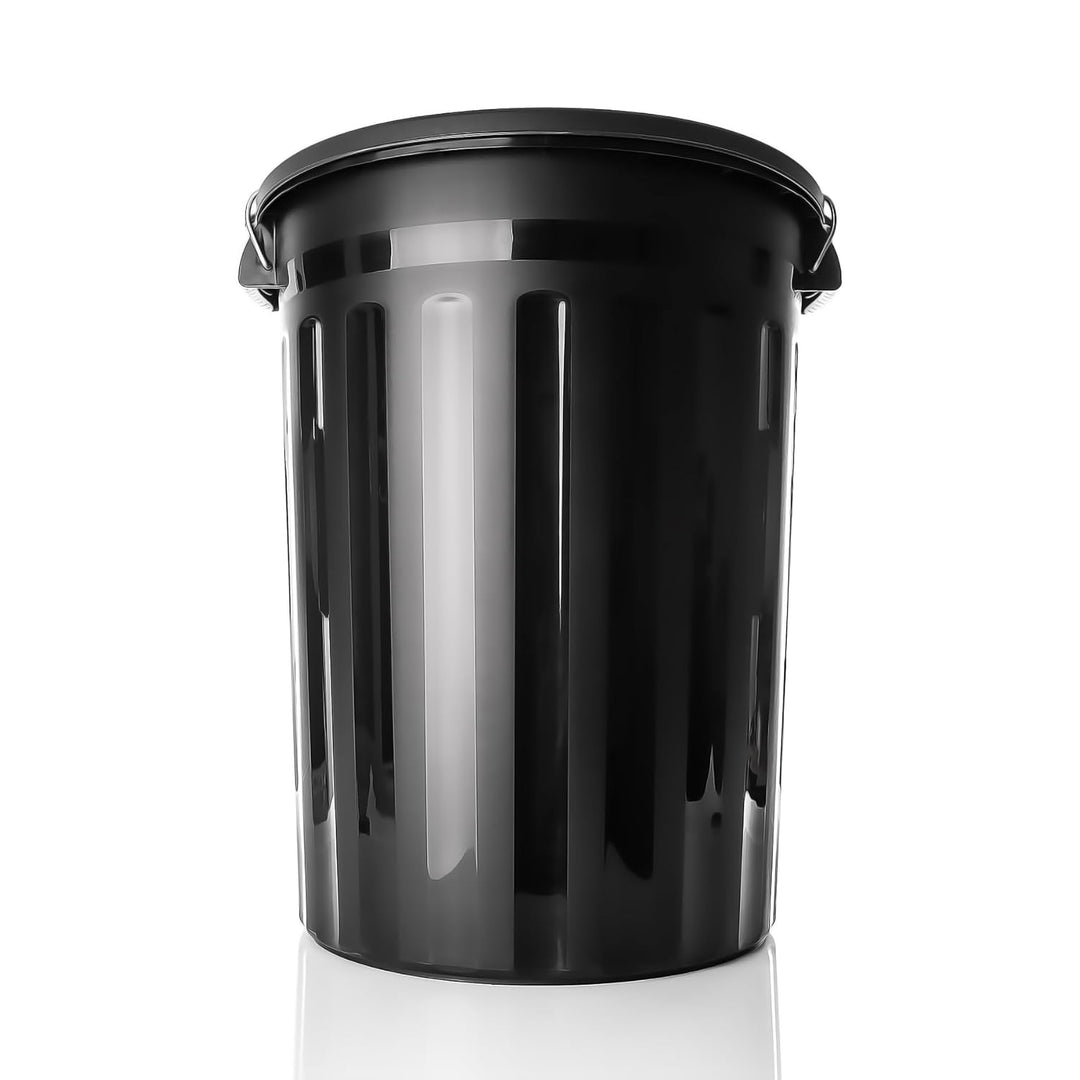 BigDean 2 Stück wetterfeste Universaltonne mit Deckel Schwarz und 2 Tragegriffen + Clip Verschluss a