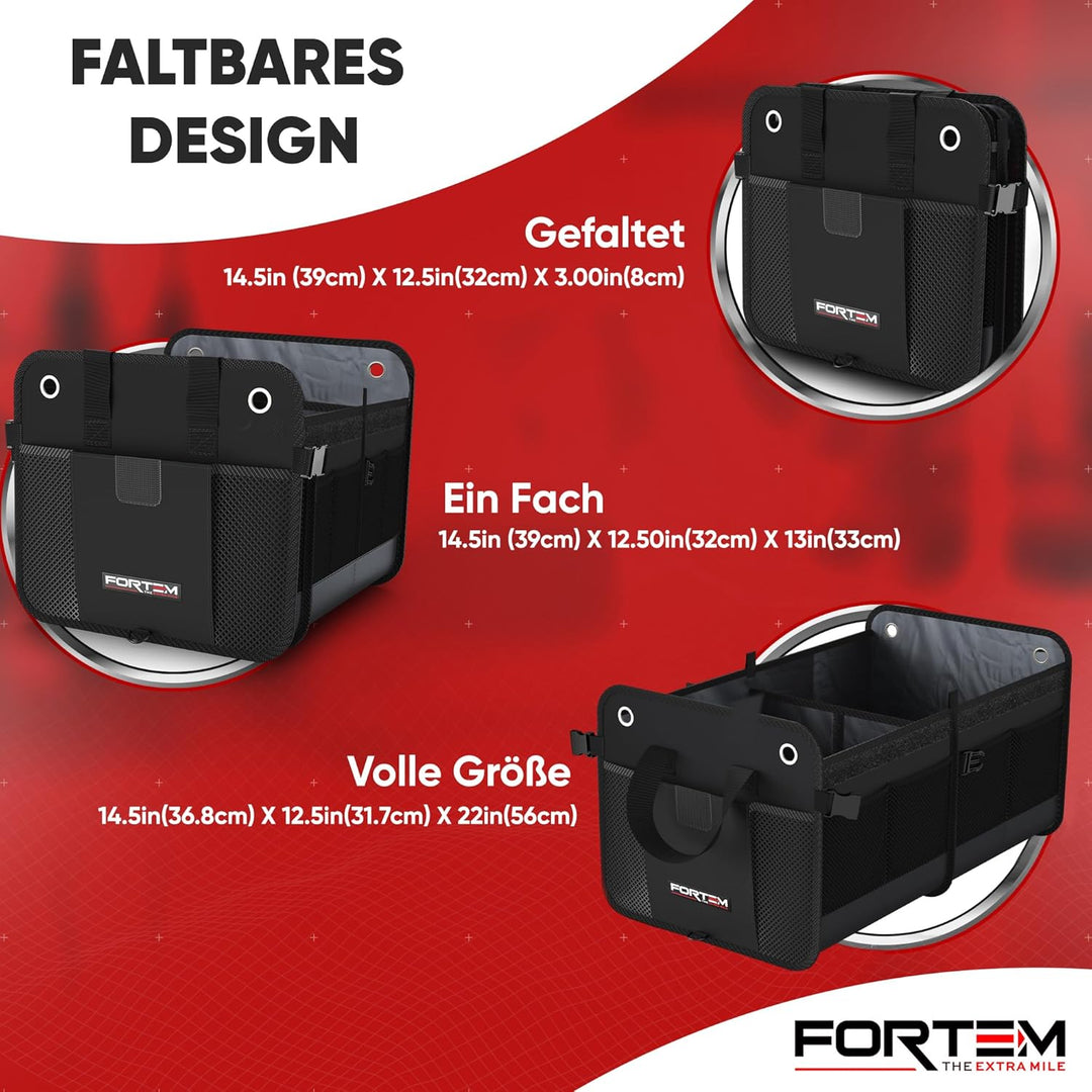 FORTEM Kofferraum Organizer, Kofferraumtasche, Zusammenklappbarer Auto Organizer Kofferraum mit Fäch
