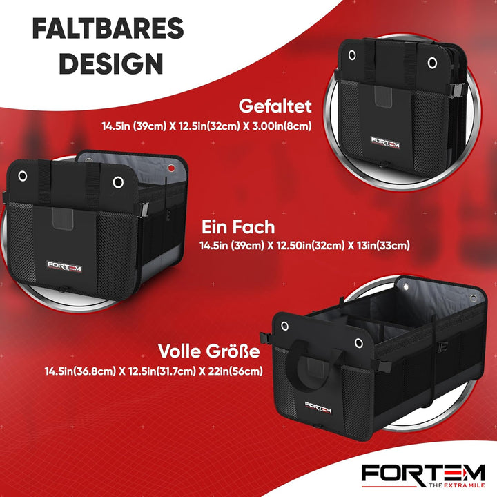 FORTEM Kofferraum Organizer, Kofferraumtasche, Zusammenklappbarer Auto Organizer Kofferraum mit Fäch