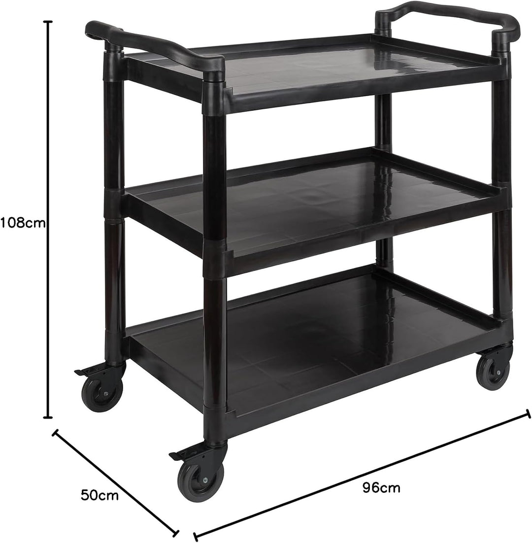 APS 11944 Servier-/Transportwagen aus schwarzem Aluminiumrahmen, 3 Böden, Abstand je Boden 31 cm, 4