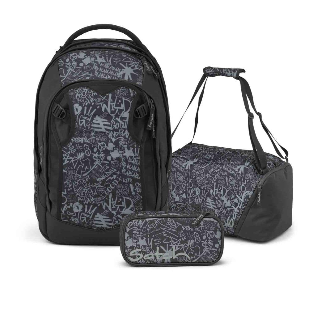 Satch Match Plus Schulrucksack Set 3tlg. inkl. Schlamperbox und Sporttasche (Street Ink), Street Ink