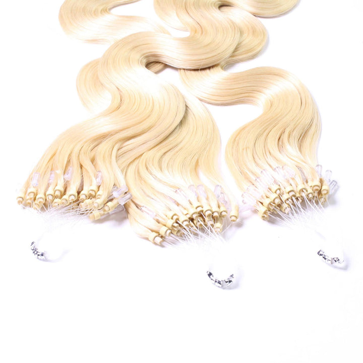 hair2heart Microring Extensions Echthaar Gewellt - 25 Strähnen 1g 40cm 10/0 hell-lichtblond 25 Sträh