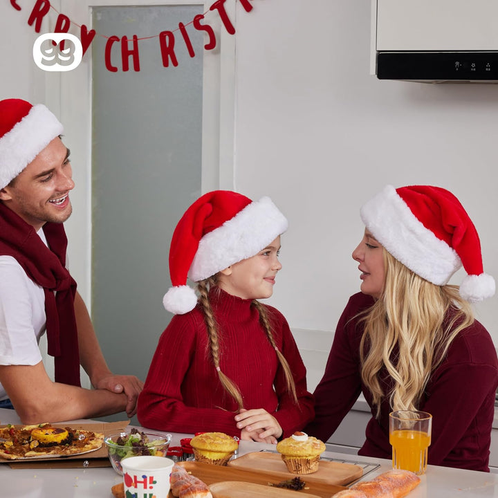 Giggling Getup Weihnachtsmütze, Premium-Weihnachtsmütze, Plüsch-Weihnachtsmütze aus rotem Samt mit B