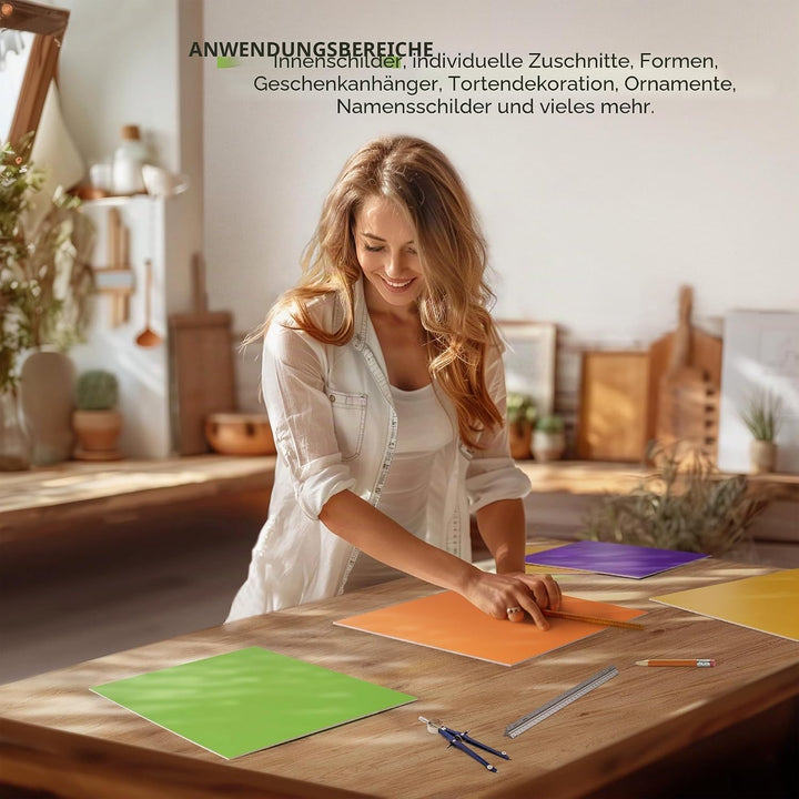ROBOTIME 7 Stück 7 Farben Basswood Blätter, 3mm farbige Basswood für Laserschneiden, Sperrholz dünne