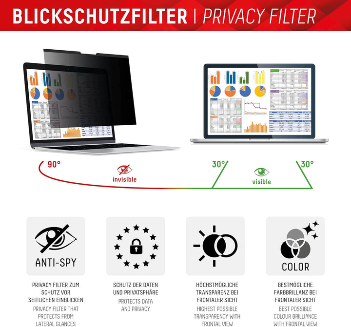Displex Privacy Safe Magnetischer 2-Wege Blickschutzfilter für MacBook Air/MacBook Pro 13,3‘‘, 29,9