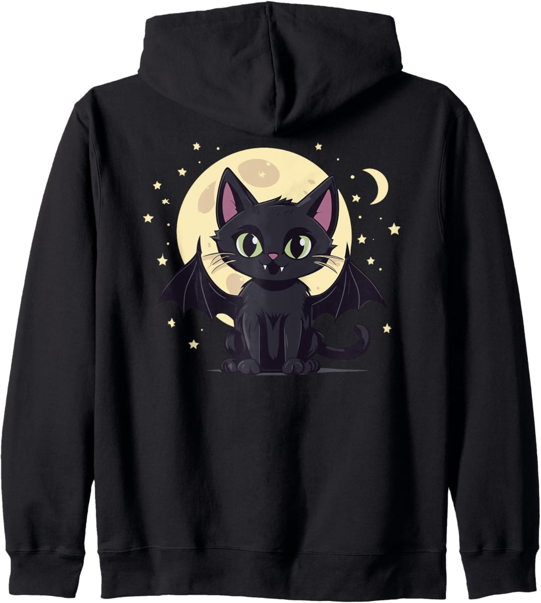 Halloween Schwarze Katze als Vampir Kapuzenjacke