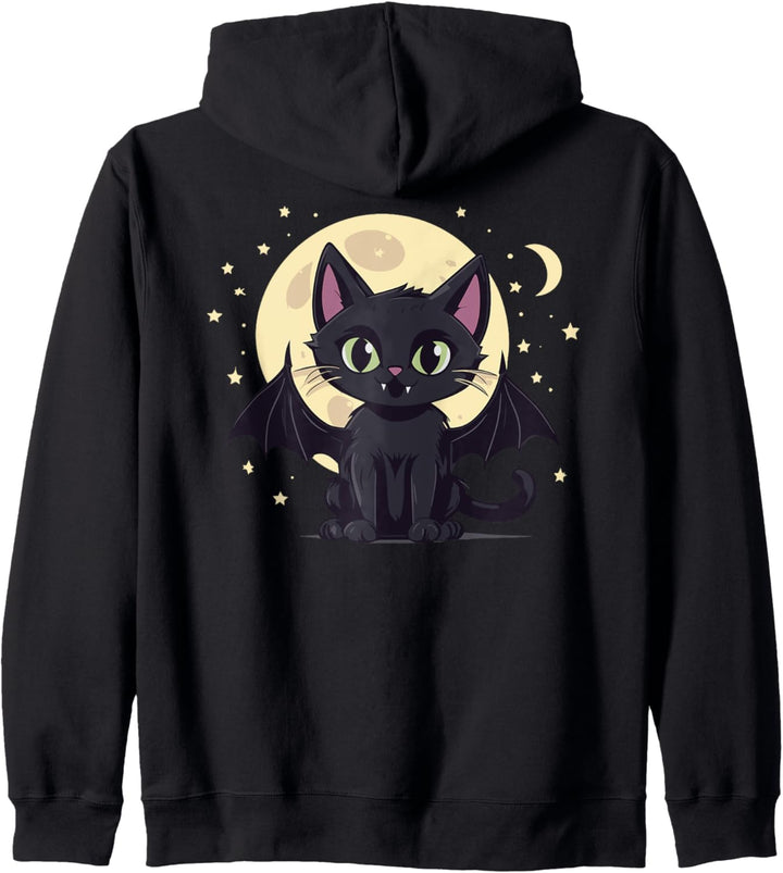 Halloween Schwarze Katze als Vampir Kapuzenjacke