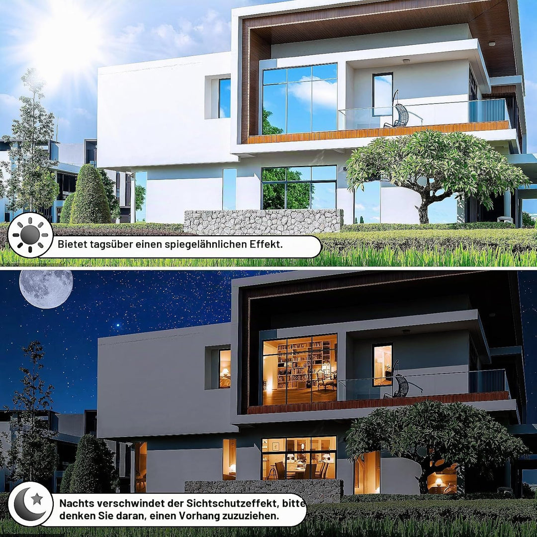 Spiegelfolie Selbstklebend Sonnenschutzfolie Fenster innen UV-Schutz Reflektierende Fensterfolie Sil