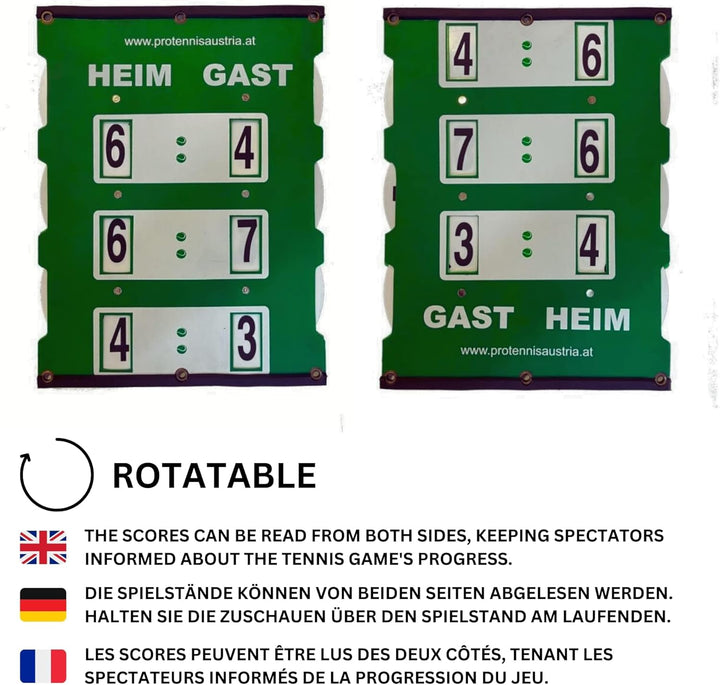 Tennis Spielstandsanzeiger – beidseitige Tennis Zähltafel/Anzeigetafel 60 x 46 cm, 60 x 46 cm
