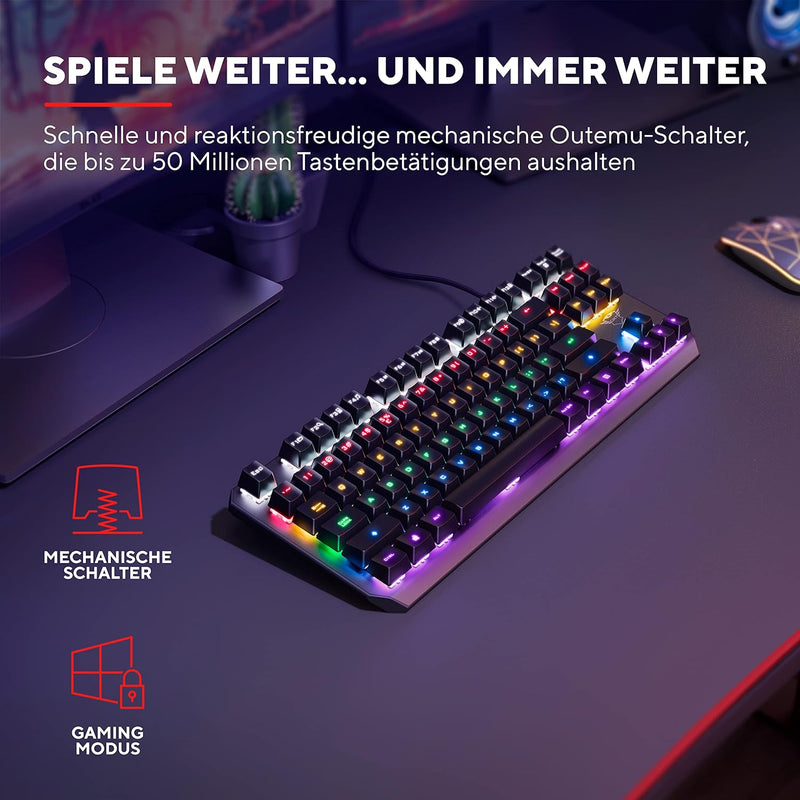 Trust Gaming GXT 834 Callaz TKL Mechanische Tastatur, Deutsches QWERTZ Layout, Outemu-Schalter, Mehr