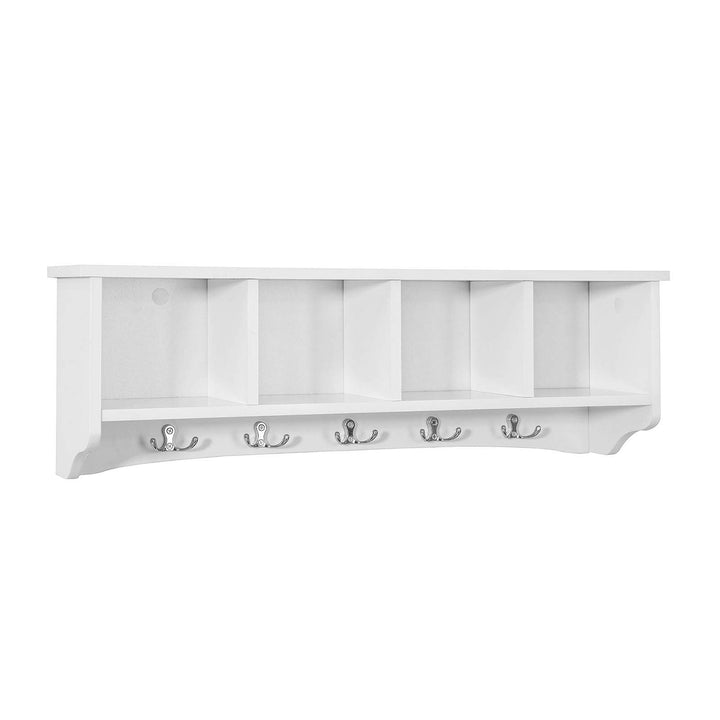 SoBuy® FRG48-L-W Wandgarderobe Wandhaken Hängeregal Badezimmerschrank mit 5 Haken weiss, B 72cm, FRG