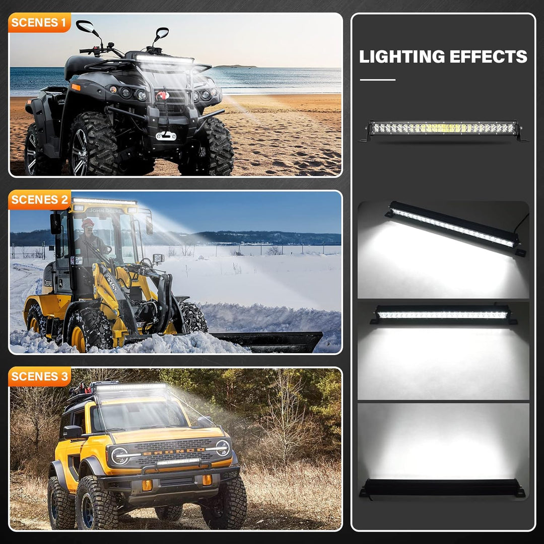 AUXTINGS LED Zusatzscheinwerfer Bar,38 cm 144W Lightbar 9600lm Schlank Einzelreihe LED Arbeitsschein