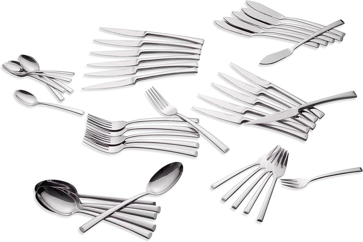 ECHTWERK Tafelbesteck Avelino, Silber Edition, 42-teilig, Essbesteck für bis zu 6 Personen, Edelstah