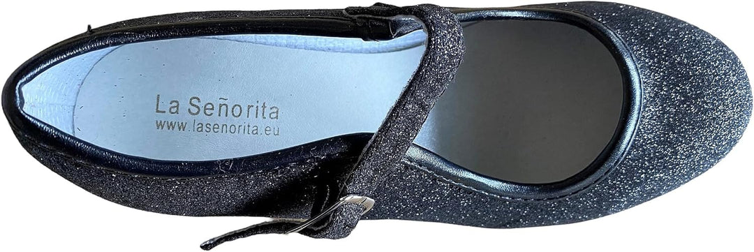 La Seno Rita Princess Glitter ELSA Frozen Spanish Flamenco Shoes Schwarz 27 EU, Schwarz 27 EU