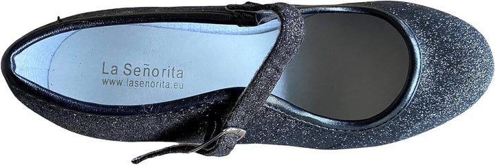 La Seno Rita Princess Glitter ELSA Frozen Spanish Flamenco Shoes Schwarz 27 EU, Schwarz 27 EU