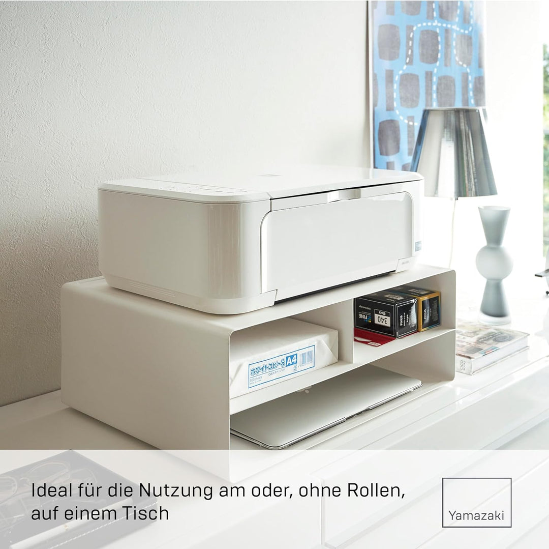 YAMAZAKI Tower Druckerstation, Legierter Stahl, Weiss, One Size
