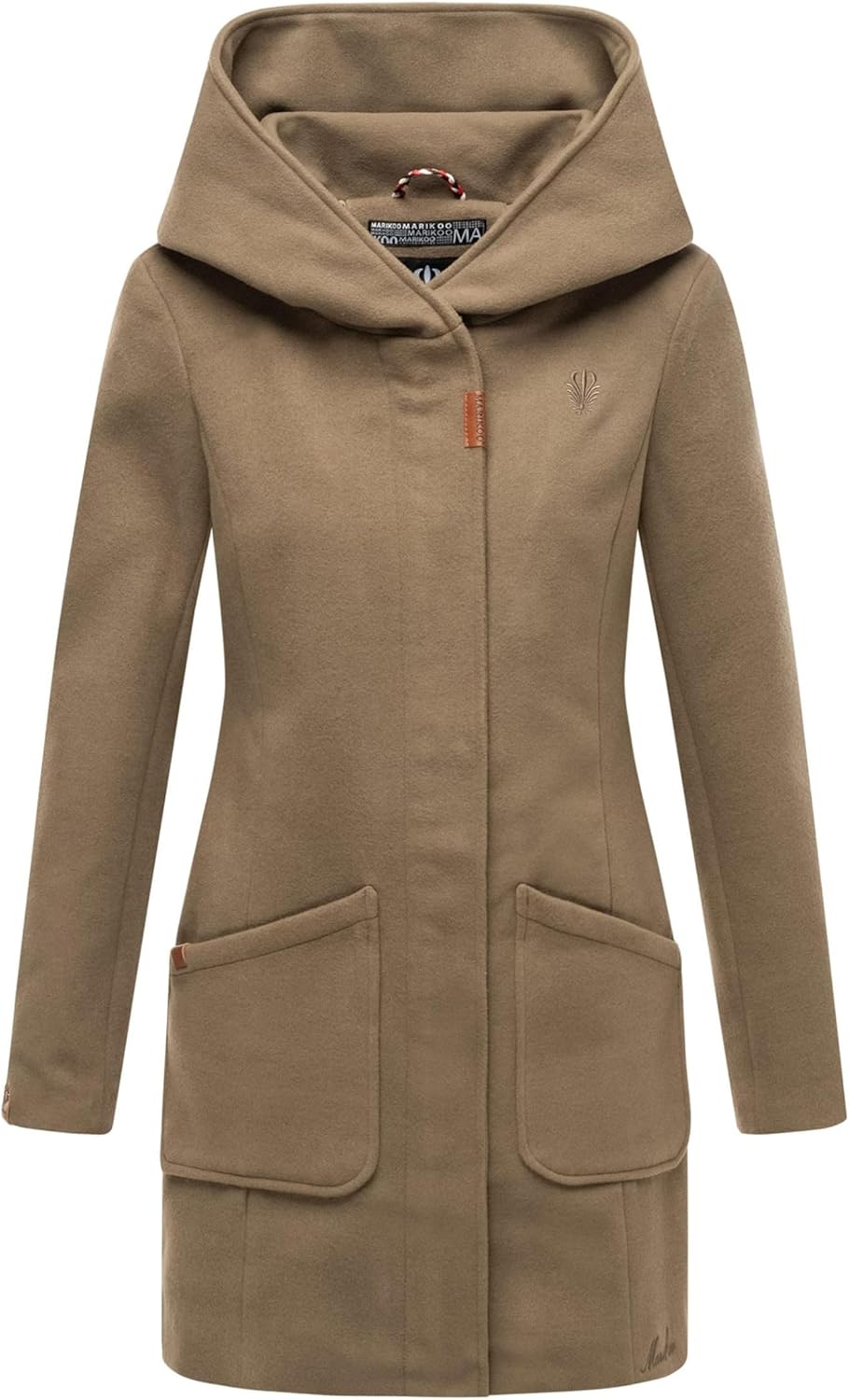 MARIKOO Damen Mantel Trenchcoat Wintermantel Übergangs Jacke Parka Lang B819 S Stone-Brown, S Stone-