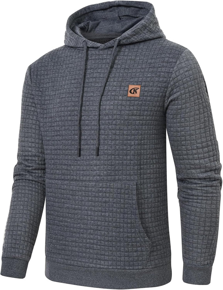 YuKaiChen Herren Kapuzenpullover Casual Langarm Karierten Kordelzug Jacquard Hooded Sweat mit Fleece