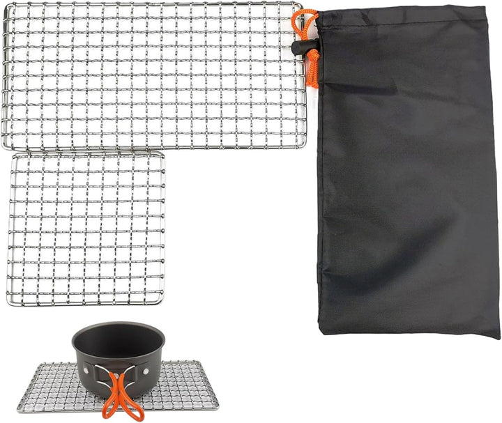 Edelstahl -Mesh Camping Grill, 2pcs Grills Backpacker -Grillgrill, Lagerfeuer Cooking BBQ Rost, Outd