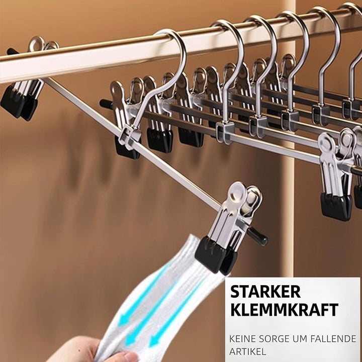 Hosenbügel aus Metall, 20er Set, Rockbügel, 40 cm lang, Kleiderbügel mit Verstellbaren Clips für Hos