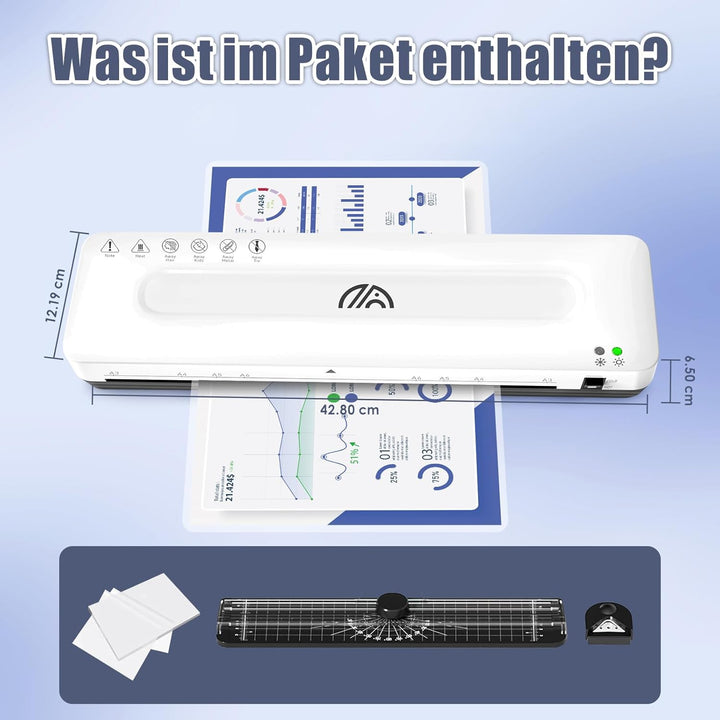 Laminiergerät A3 Laminiermaschine mit 30 Laminierfolien A3 A4 A5 A6 Laminiergerät 3 in 1 Kalt und He