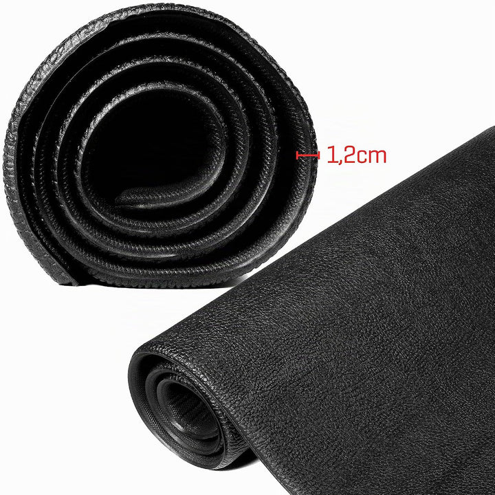 Sporttrend 24® Unterlegmatte 120cm, 160cm, 181cm, 220cm zum ausrollen in schwarz, 1,2cm Stärke | Lau