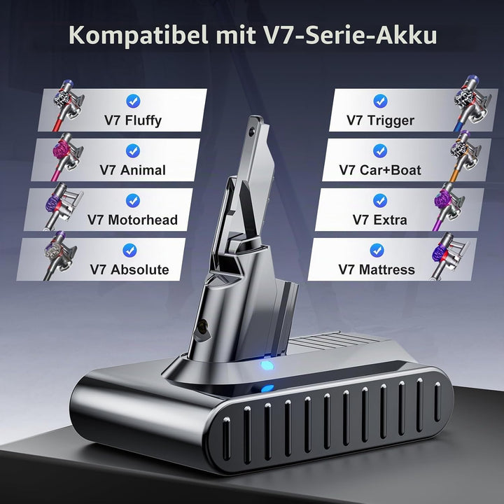 V7 Akku für Dyson, Ersatzakku für Dyson SV11 Kompatibel mit V7 SV11 Animal Motorhead Trigger Fluffy