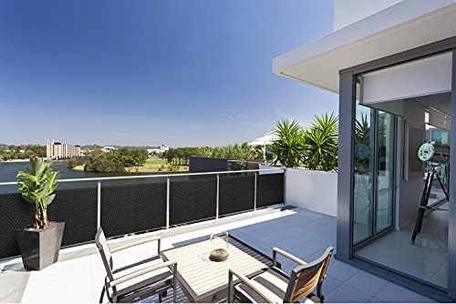 Sellon24® PE-Rattan Balkonverkleidung Balkonbespannung Sichtschutz Windschutz Matte für Balkon Terra