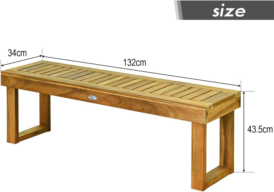 GIANTEX Gartenbank 3 Sitzer, 132 × 34 × 43,5 cm Sitzbank Massivholz, Parkbank Garten Holzbank bis 36