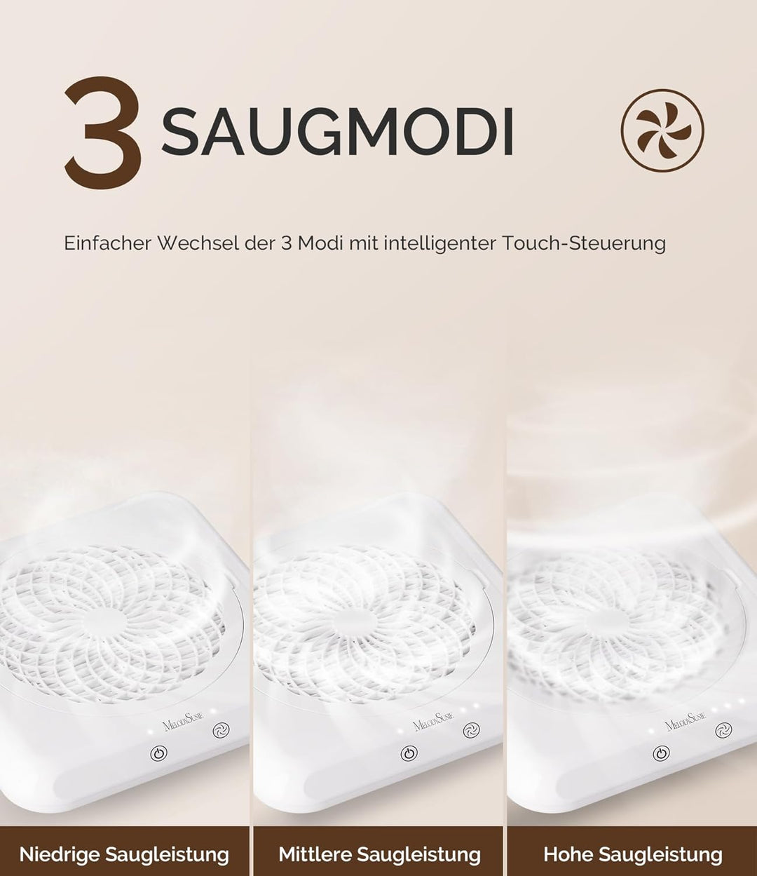MelodySusie Professioneller Nagelstaubsauger 4500 U/MIN Starker Vakuum Ventilator Staubabsaugung für