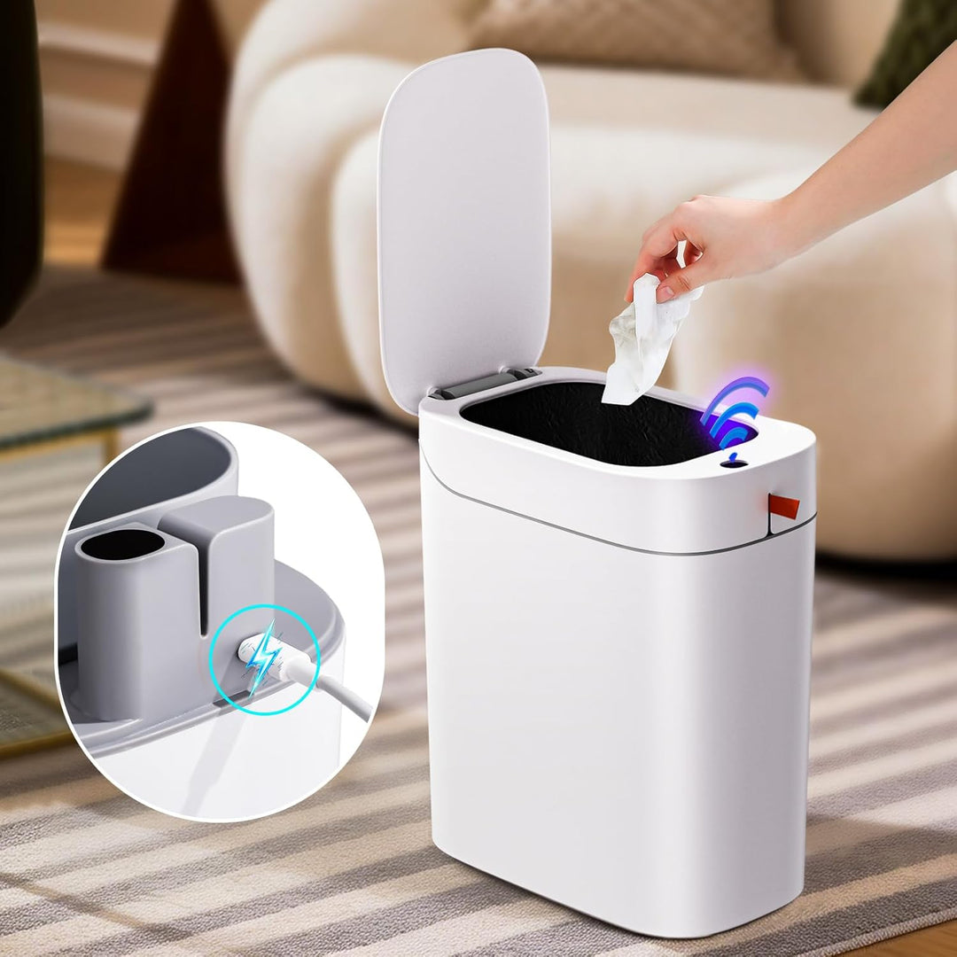 MOPUP Badezimmer-Mülleimer, automatischer Müllbeutel-Mülleimer, 3.5 Gallonen schlanker, smarter klei