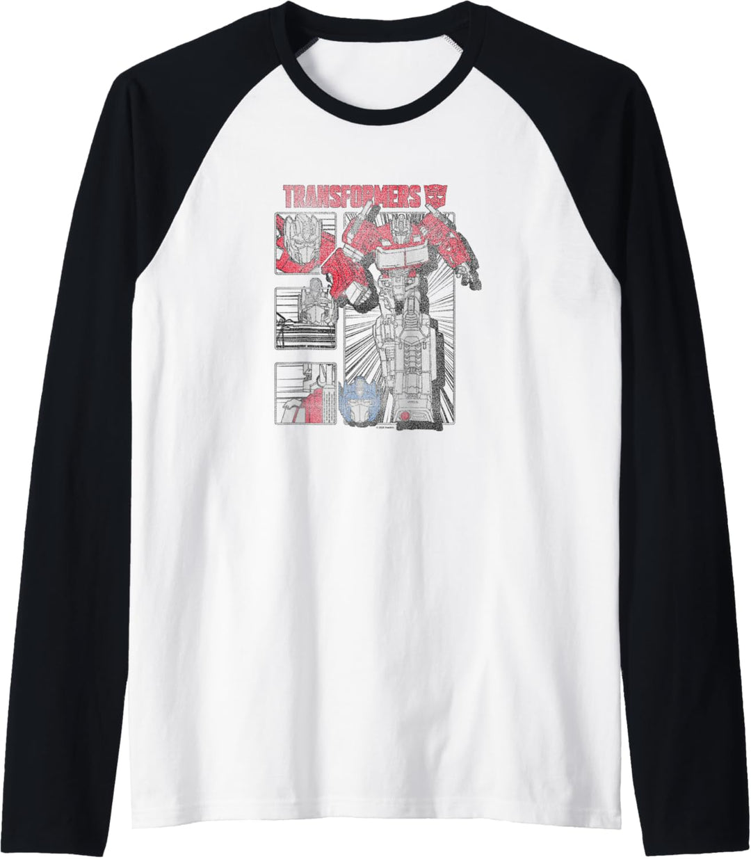 Transformers Optimus Prime Vintage Comic Book Style Panels Raglan