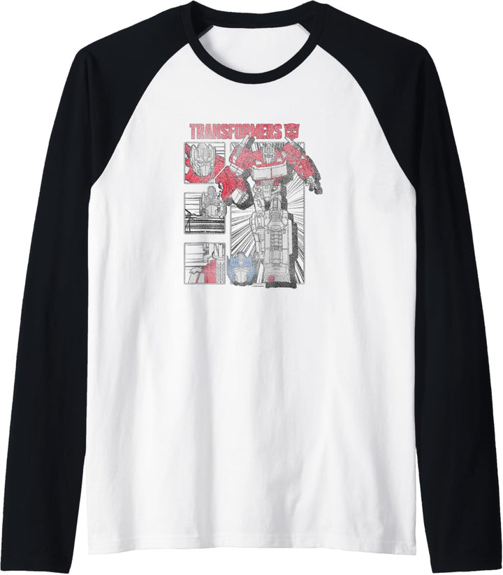 Transformers Optimus Prime Vintage Comic Book Style Panels Raglan