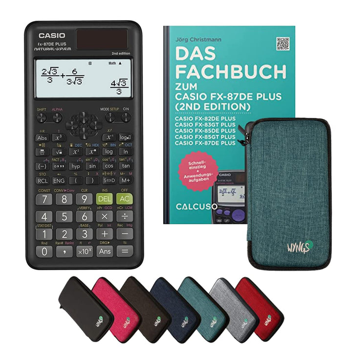 CALCUSO Standardpaket: Casio FX-87DE Plus 2 technisch-wissenschaftlicher Taschenrechner + WYNGS Schu
