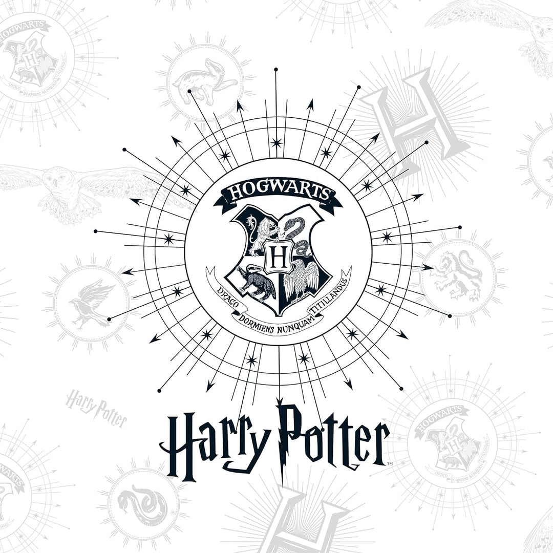 Belum | Bettbezug Harry Potter, Bettbezug mit Knöpfen aus 100% Baumwolle, Modell Dormiens Draco, Wei