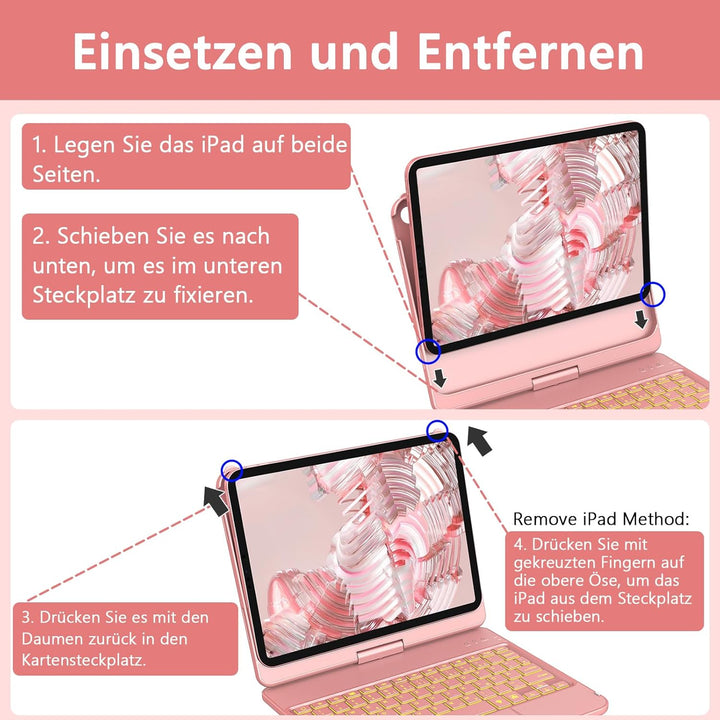 KBCASE Bluetooth Tastatur Schutzhülle für iPad 10 (2022/11. Generation) A16 2025 (10,9/11 Zoll) Mit