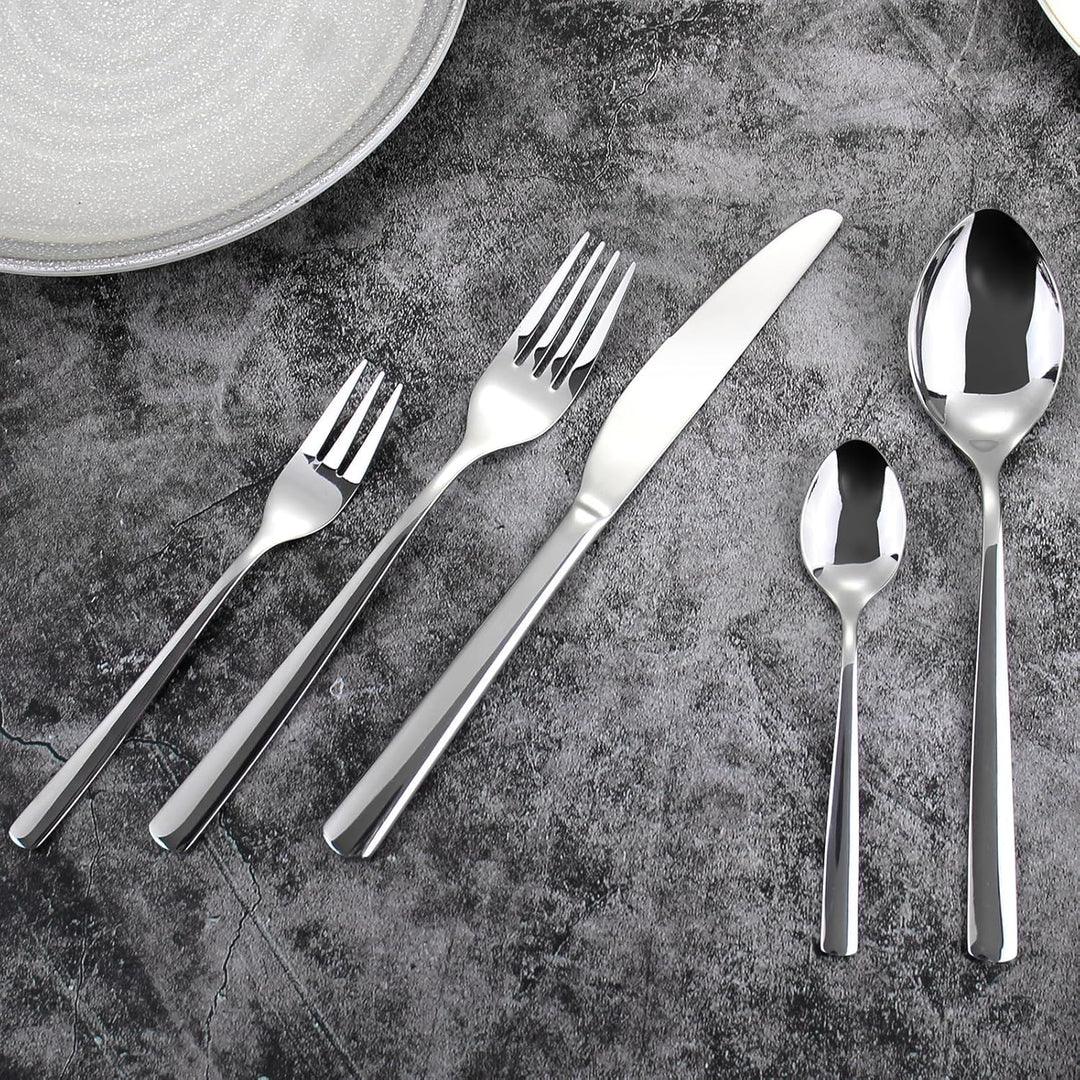 Besteck Set 6 Personen,30 teilig Edelstahl Besteck Set,Silber Cutlery Set, Elegantes Edelstahl mit M