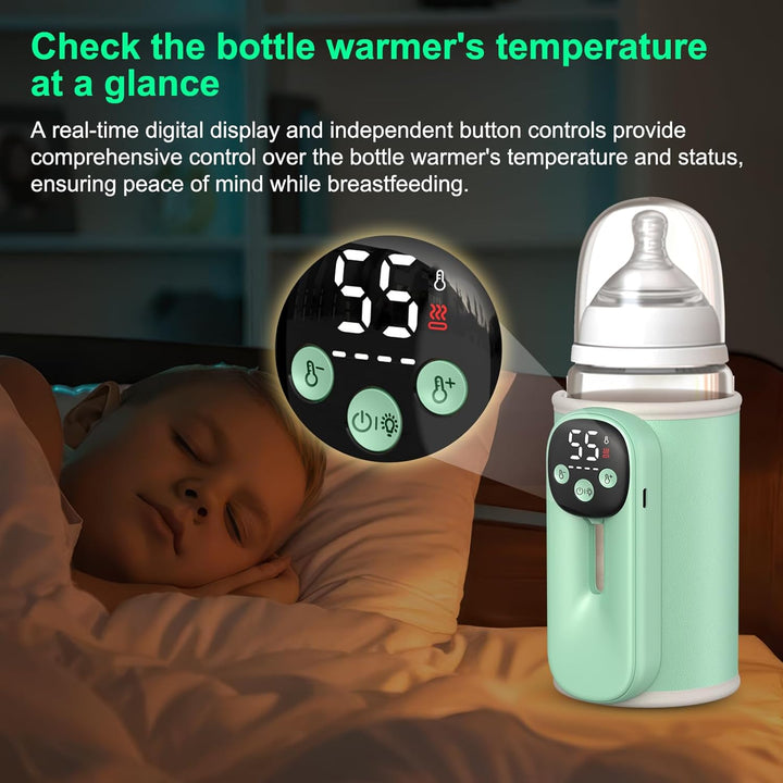 Mobiler Flaschenwärmer Baby, 8000mAh Akku milchwärmer baby unterwegs mit Temperaturmemory Nachtlicht