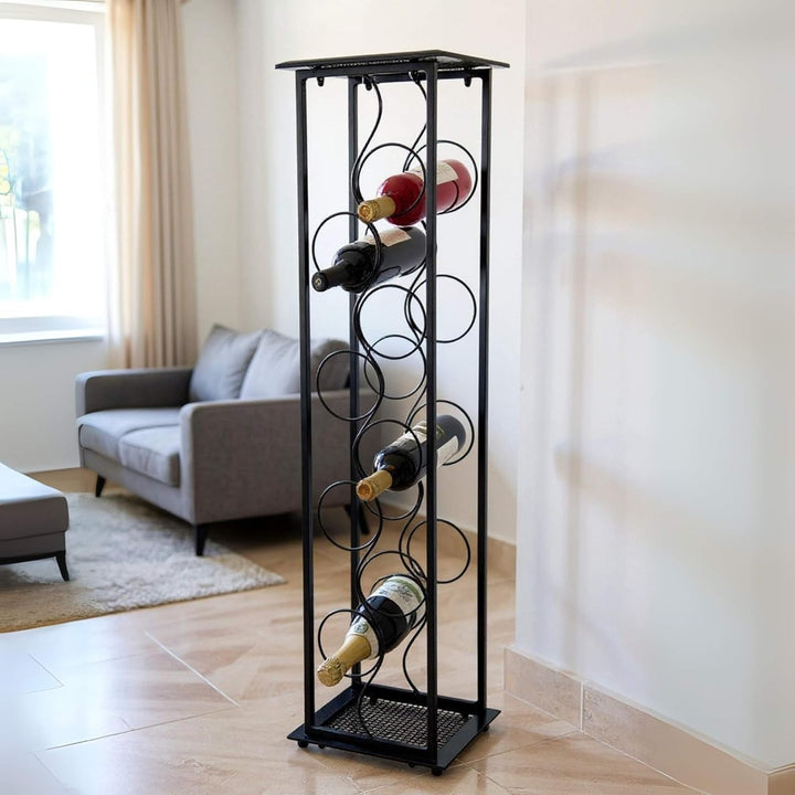 DanDiBo Weinregal Metall Schwarz Stehend Flaschenregal 100 cm Oktave Modern Wine Rack Weinständer We