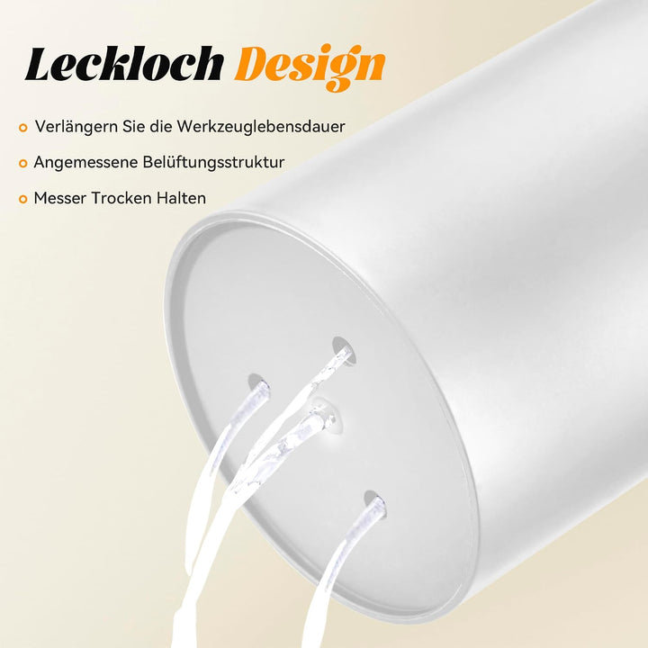Cheerhom Messerblock Ohne Messer Weiss, Universal Messerblocks mit Flexiblen Lamellen, Messerblock L