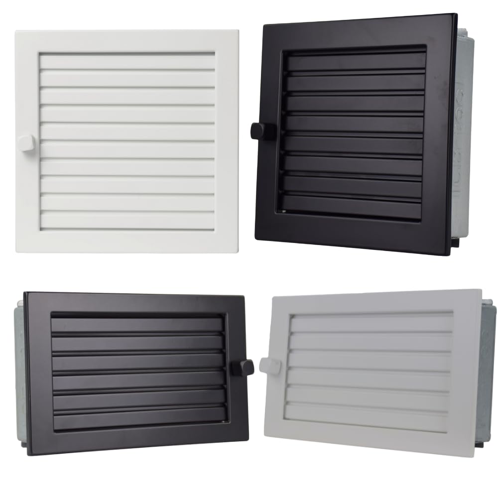 Lüftungsgitter Weiss Schwarz Warmluftgitter Kamin Ofen Gitter Regulierbar 45 x 23 cm Schwarz, 45 x 2